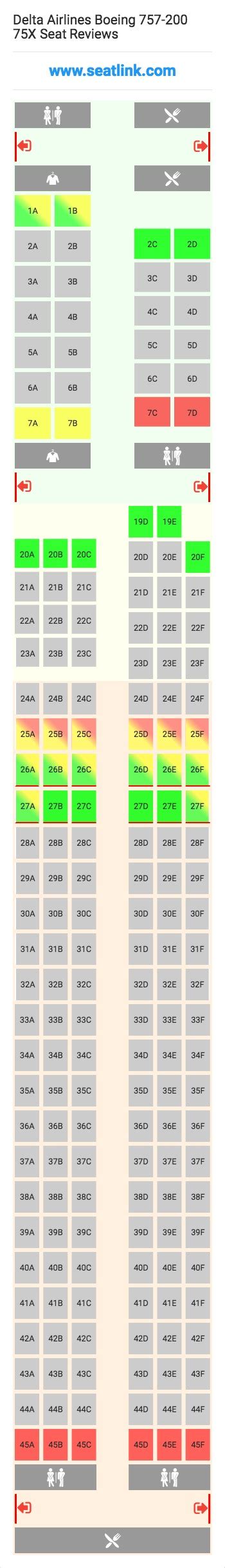Delta Airlines Boeing 757 200 75x Seating Chart Updated March 2022