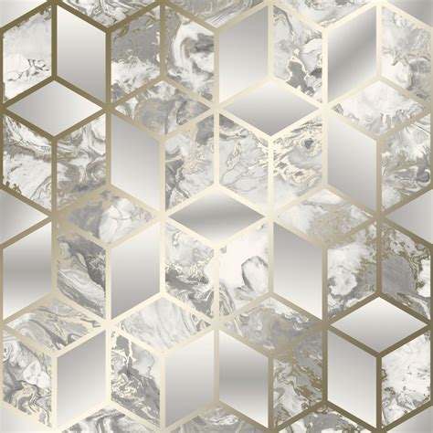 I Love Wallpaper Liquid Marble Cube Wallpaper Grey Gold