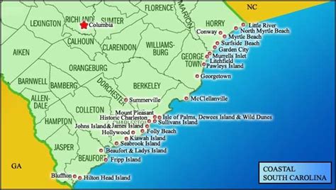 South Carolina Coast Map Beaches