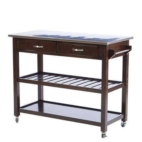 Shop for stainless kitchen island online at target. Three Posts Byrnedale Kitchen Island with Stainless Steel ...