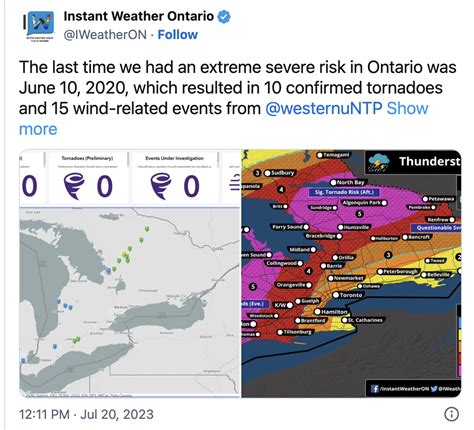update significant severe weather outbreak possible in southern ontario on thursday