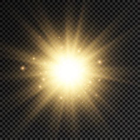 Premium Vector Golden Bright Star Glowing Gold Light Burst Yellow Sun