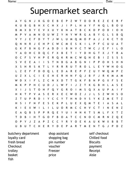 Supermarket Search Word Search Wordmint
