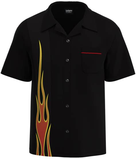 Flame Button Up Shirt Fire Bowling Shirt