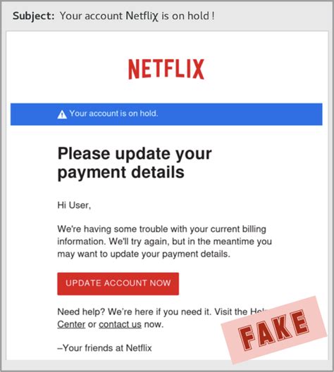 Even if you generate all the details for the transaction, it has to be checked by the bank for a successful transaction. Netflix Phishing Scam - PC Works Plus, Inc.