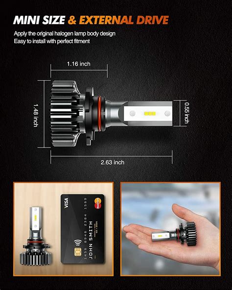 9005 H11 Combo LED Headlight Bulbs Conversion Kit High Low Beam 6000K
