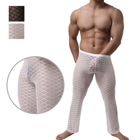 Mens Sexy Lingerie See Through Lounge Pants Thermal Mesh Sheer Pajama Bottoms Ebay