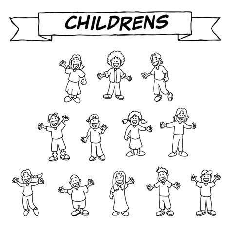 Conjuntos De Personajes De Dibujos Animados De Color Lindo De Los Niños