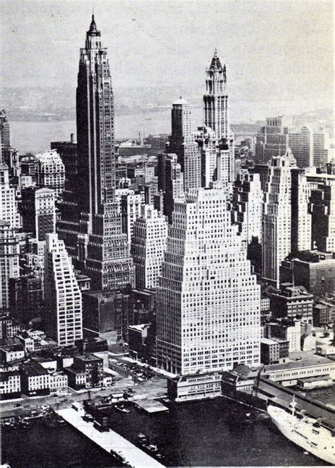 Aerial View Of Financial District Skyscrapers From East River Looking