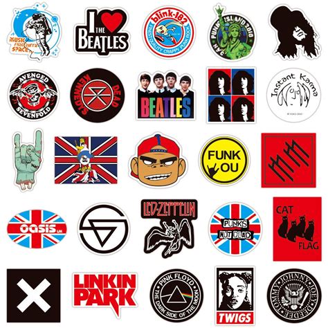 100 Pcs Rock Band Logo Pegatinas Calcomanía Lot Punk Music Etsy