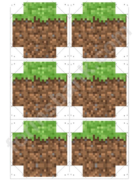 Grass Minecraft Block Template Printable Pdf Download