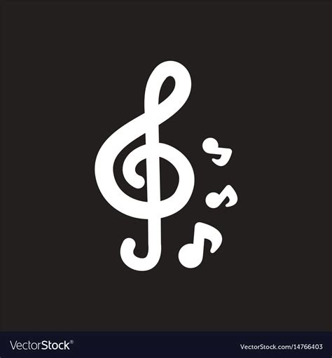 White Icon On Black Background Music Note Vector Image