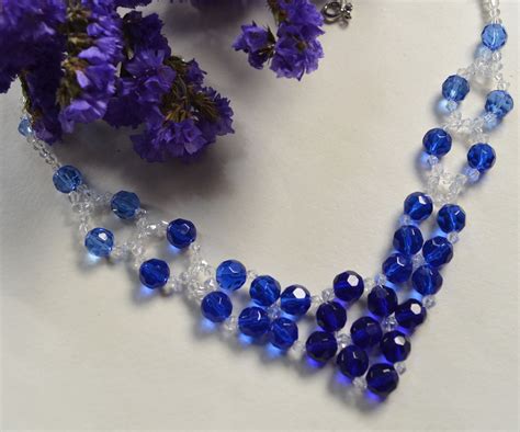 How to make a beaded bracelet. How to Make a Bling Handmade Blue and Clear Glass Bead ...