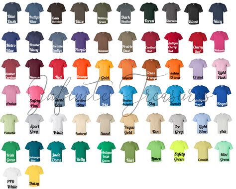 Gildan 2000 Color Chart Adult Unisex Ultra Cotton T Shirt Etsy
