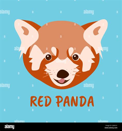 Cute Red Panda Muzzle On Blue Background Realistic Flat Furry Panda
