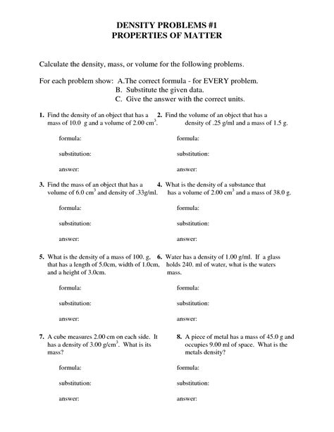 10 Best Images of Density Worksheet With Answer Key - Specific Heat Worksheet Answer Key 