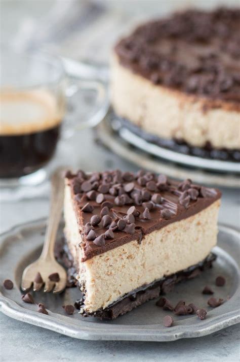 The Most Amazing Espresso Cheesecake With An Oreo Crust And A Layer Of Chocolate Ganache This