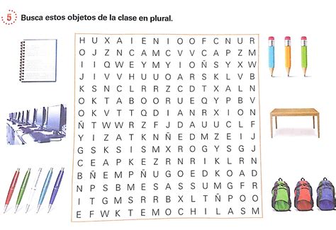 Sopa De Letra Objetos De La Clase Plurals Word Search Puzzle Words