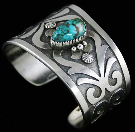 Sammie Kescoli Begay Aztec Spiderweb Turquoise Tufa Cast Bracelet