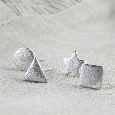 Sterling Silver Geometric Ear Studs Womans Jewellery Evy Designs