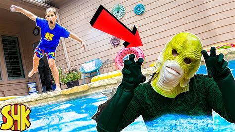 Sneaking A Sea Monster Into The Swimming Pool Challenge Youtube In
