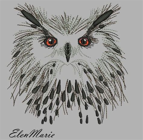 Owl Velvet Machine Embroidery Design Owl Embroidery Etsy Cat