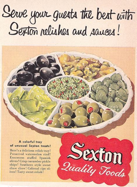 sexton quality foods relish tray ad 1956 relish trays retro recipes food quality