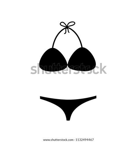 Vector Black Silhouette Illustration Bikini Swimming Stock Vector