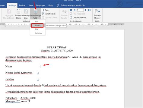 Cara membuat mail merge di word 2013. Mailing : Cara Membuat Mail Merge di Excel ke Word 2007 ...