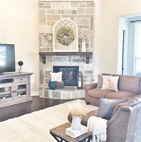 As you can see, the corner fireplace is small and minimalist, just like the rest. Love the stone on this corner fireplace (Smoked Leuders ...