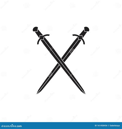 Duas L Minas Cruzadas De Sabres Ou Ilustra O Do Vetor Negro De Espadas Cavaleiro Isoladas