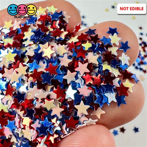 Independence Day Glitter Stars Red White Blue 4th Of July Plastic