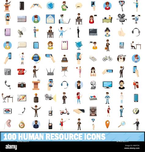100 Human Resource Icons Set Cartoon Style Stock Vector Image And Art