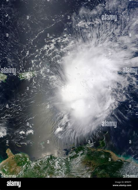 Tropical Storm Erika Over The Lesser Antilles Islands In The Caribbean