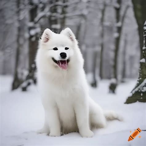 Samoyed Dog In The Snow