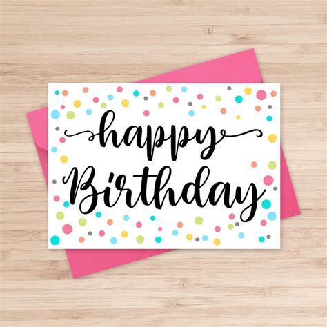 Happy Birthday Printable Card Instant Download Pdf Card Template