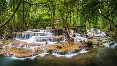 Waterfall Kanjanaburi Thailand River Jungle Forest