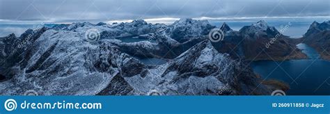Aerial View Of Reine In Winter Top View Of Lofoten Islands Norway