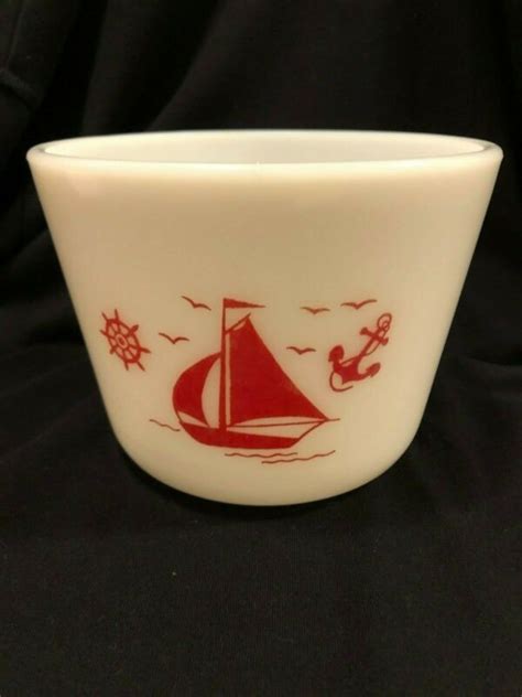 1930s Mckee Red Sailboat Canister 4 38 X 6 Ships Milk Glass