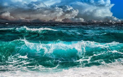 Download Waves Sea Sky Clouds Blue Green Storm 1440x900 Wallpaper Widescreen 16 10