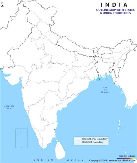 Outline Map Of India India Outline Map With State Boundaries
