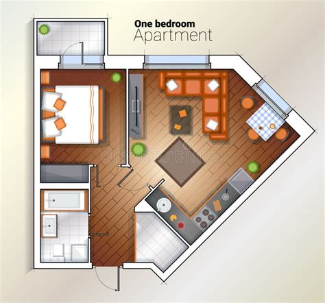 Floor Plan One Bedroom Apartment Stock Illustrations 160 Floor Plan