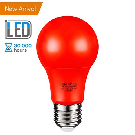 Torchstar 7w Red Led A19 Colored Light Bulb E26e27 Base For Bedroom