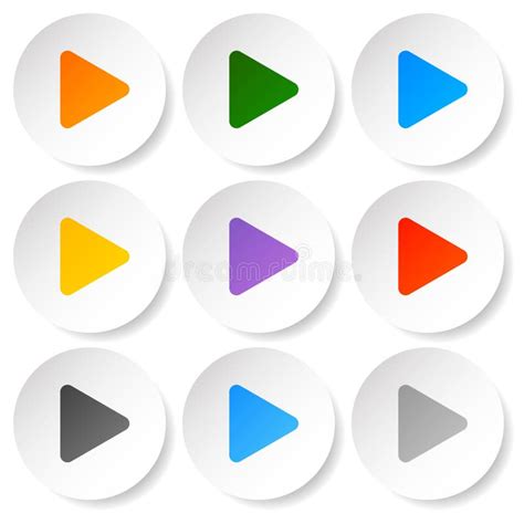 Modern Flat Play Buttons With Smooth Gradients Stock Vector