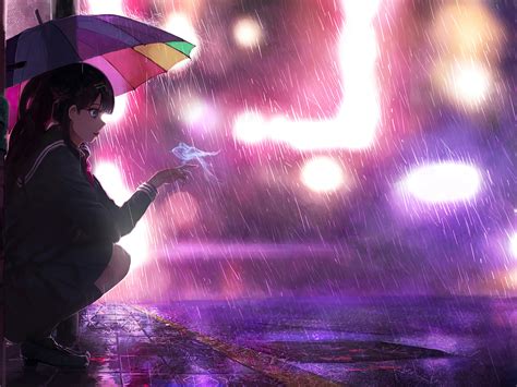 1152x864 Umbrella Rain Anime Girl 4k Wallpaper1152x864 Resolution Hd