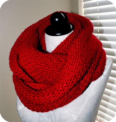 Red Eternity Scarf Heart Red Scarves Knit Scarf Eternity Scarf