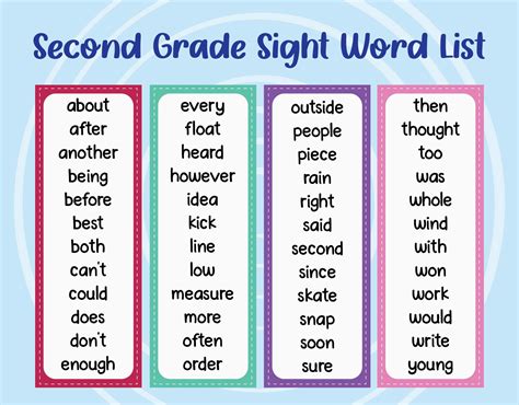 10 Best Second Grade Sight Words Printable For Free At