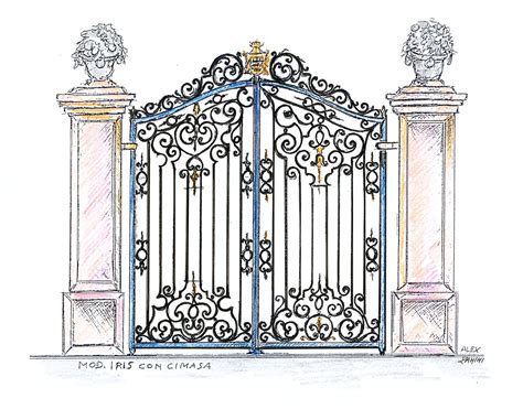 Sviluppiamo progetti rigorosi e creativi nella costante ricerca di soluzioni nuove e personalizzate per cancelli in ferro con rifiniture di pregio in ferro battuto. Disegno a matita , cancello per villa veneta | Disegni a ...