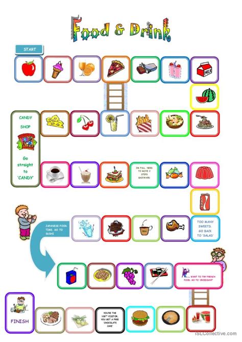 Food And Drink Board Game English Esl Worksheets Pdf And Doc