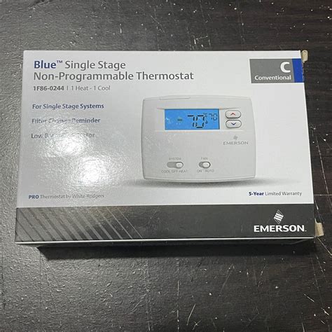 Emerson 1f86 0244 Blue Single Stage Thermostat Non Programmable Ebay